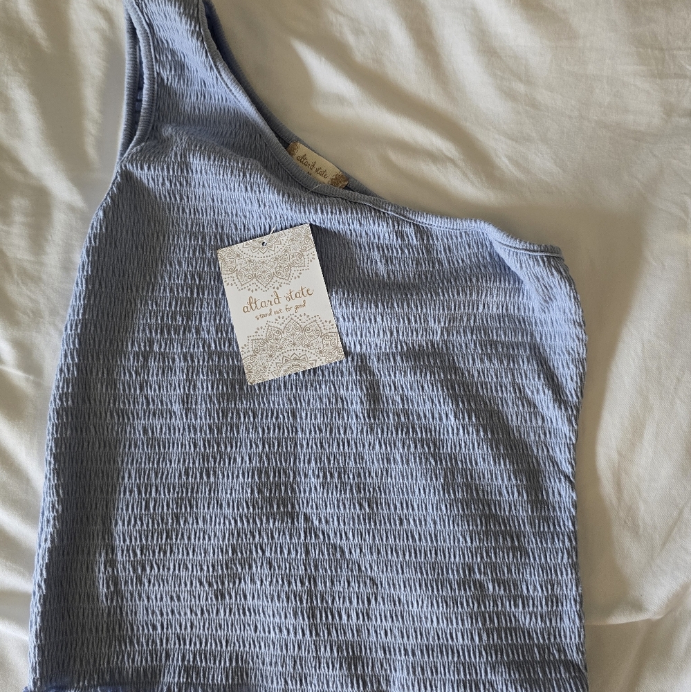 Altar'd State One shoulder tank top -Light Blue- New with tag